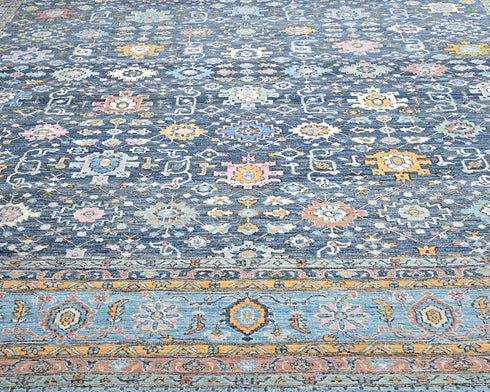 12x16 Zeigler Blue Afghan Hand Knotted Wool Area Rug